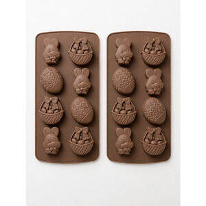 Silicone Easter Egg Bunny Molds Fondant Cake Chocolate Baking Trays - 2 Pack